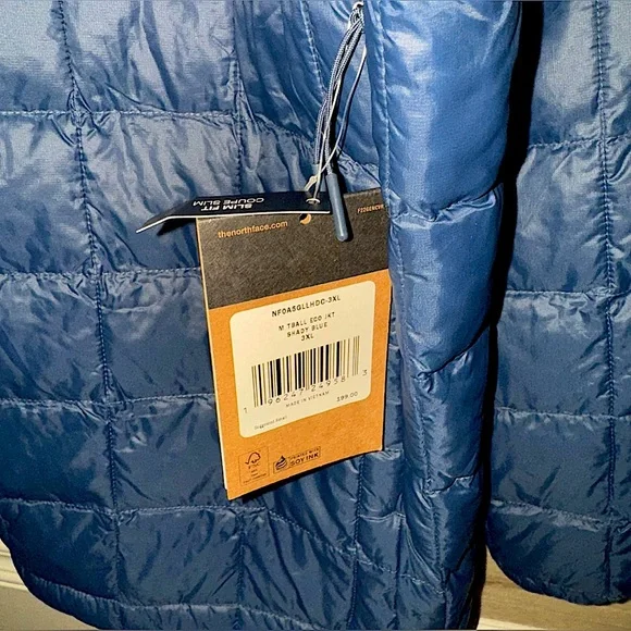 The North Face Thermoball Eco Jacket Mens Size 3XL Slim Fit Shady Blue NWT